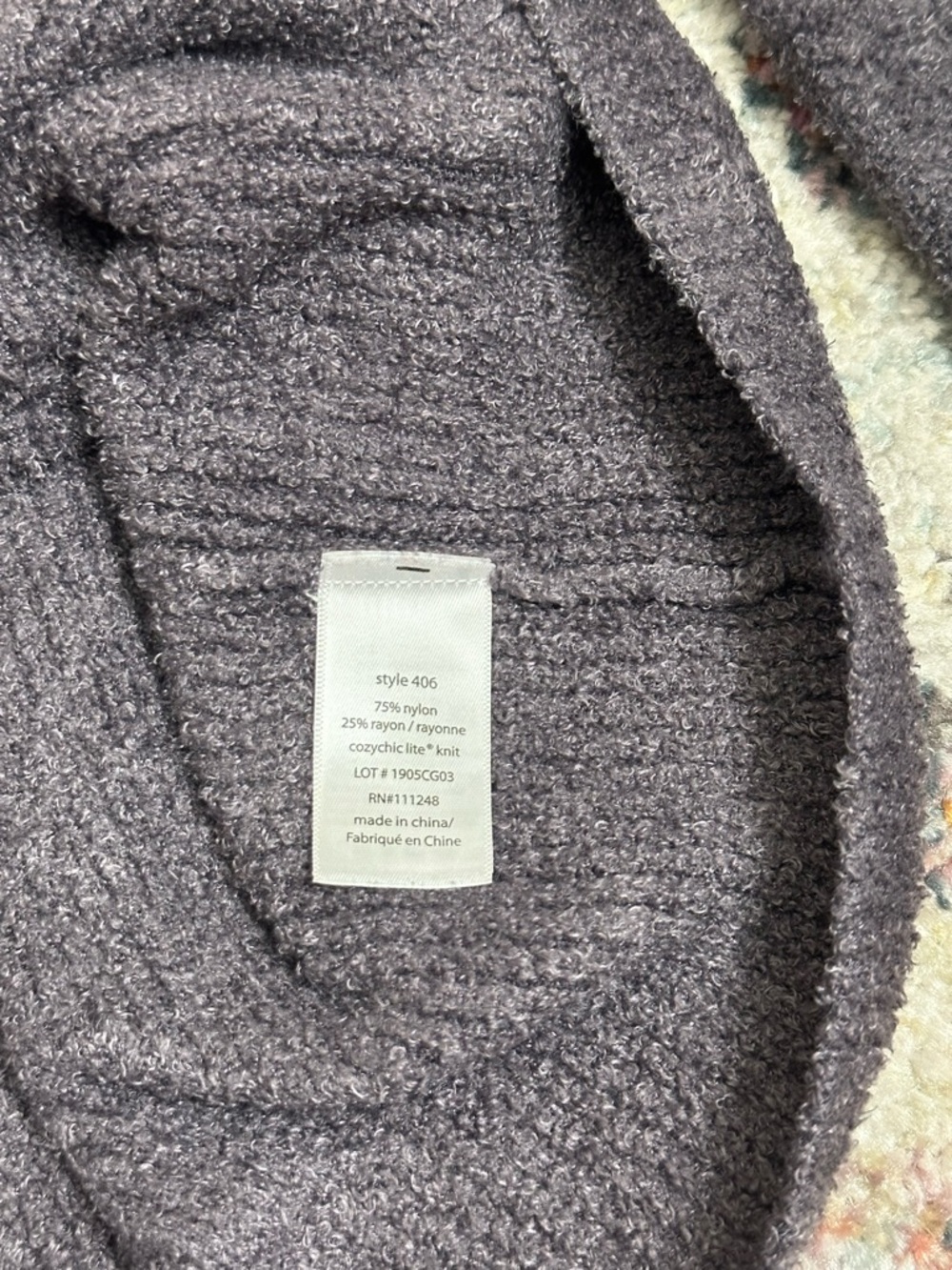 Barefoot Dreams Jacket CozyChic Lite Zip Up Hoodie Sweater Gray Sz L Cozy Lounge - Picture 7 of 12